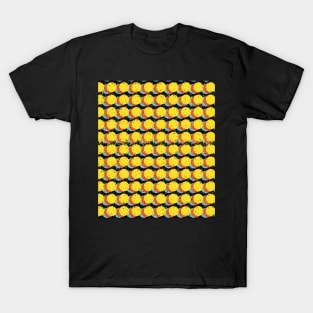 Yellow Trippy Glitched Retro Dot Pattern T-Shirt